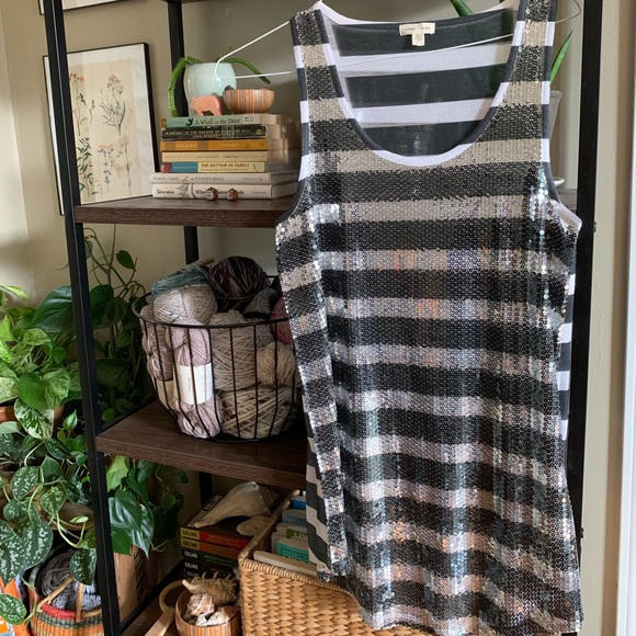 silence + noise Sequined Striped UO Tank Top L ❤️ - Picture 2 of 5